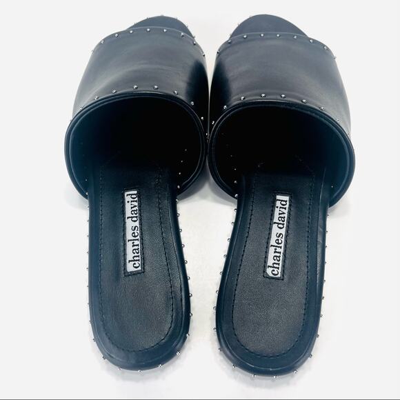 Charles David Sheriff Flat Slide Sandal Size 7 Black Luxury Leather Padded Comfy - Picture 11 of 16